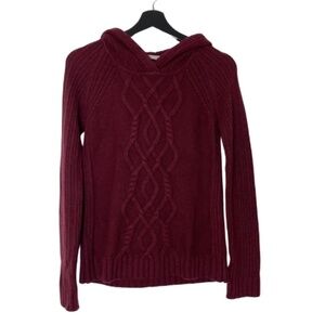 Athleta 100% Merino Extra Fine Wool Hoodie Cable Knit Sweater, Size XS